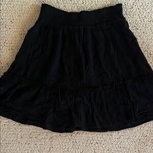 Xhilaration Black Elastic Waist Mini Skirt with Ruffled Tiers